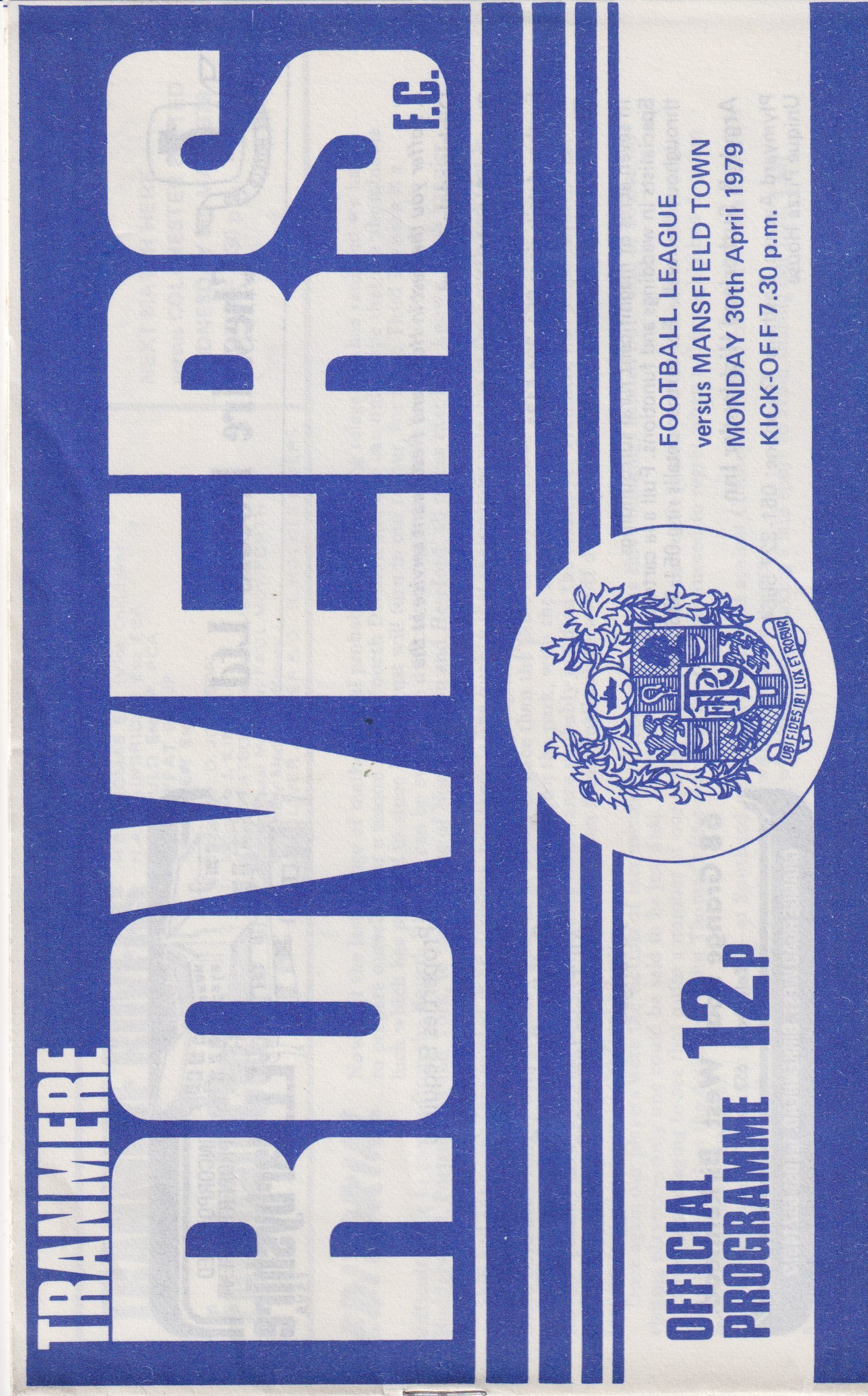 Tranmere Rovers v Mansfield Town match programme